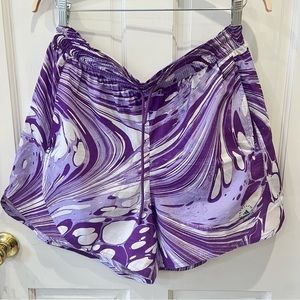 Adidas X Stella McCartney purple swirl tie dye shorts